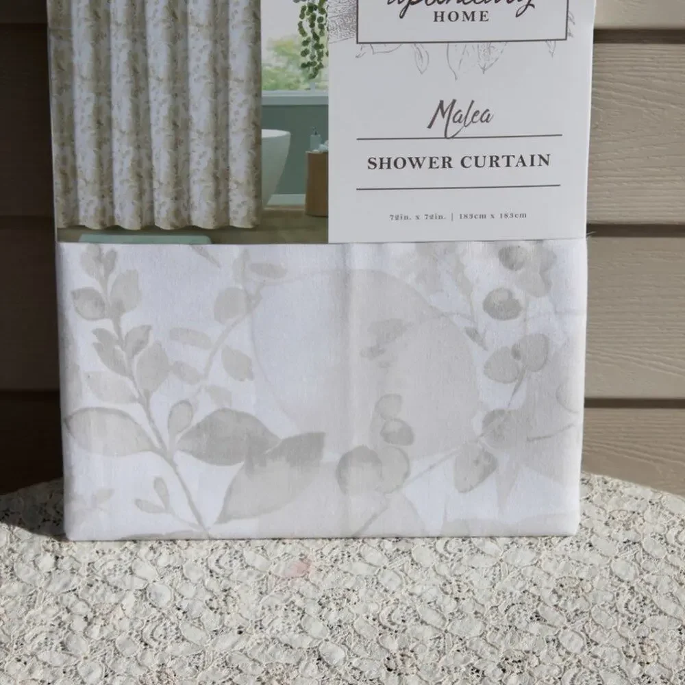 Apothecary Home Shower Curtain Cotton Blend Zen Floral Print 72